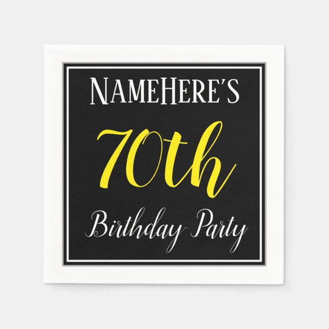 Simple, 70th Birthday Party w/ Custom Name Paper Napkins (Front)