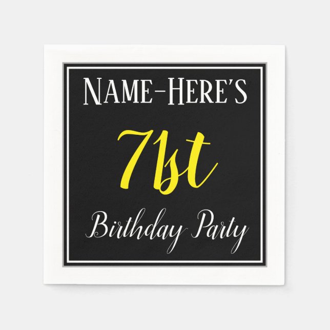 Simple, 71st Birthday Party w/ Custom Name Napkins (Front)