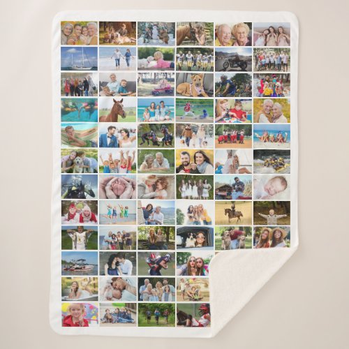Simple 72 Rectangle Photo Collage Custom Color Sherpa Blanket