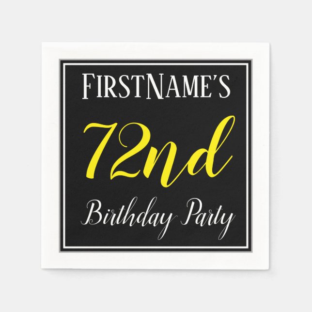 Simple, 72nd Birthday Party w/ Custom Name Paper Napkins (Front)