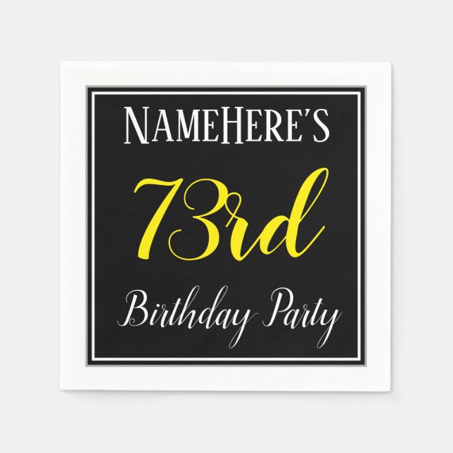 Simple, 73rd Birthday Party w/ Custom Name Napkins (Front)