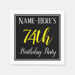 [ Thumbnail: Simple, 74th Birthday Party W/ Custom Name Paper Napkin ]