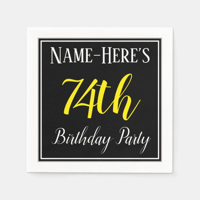 Simple, 74th Birthday Party w/ Custom Name Paper Napkins (Front)