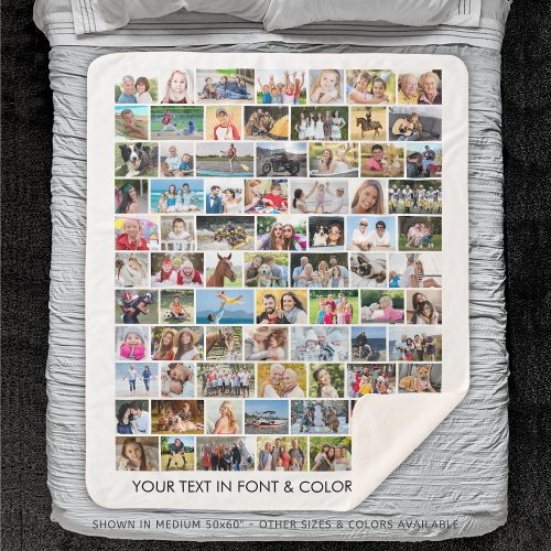 Simple 77 Multiple Shape Photo Collage Your Color Sherpa Blanket