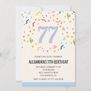 Simple 77th birthday invitations Confetti Modern