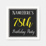 [ Thumbnail: Simple, 78th Birthday Party W/ Custom Name Paper Napkin ]