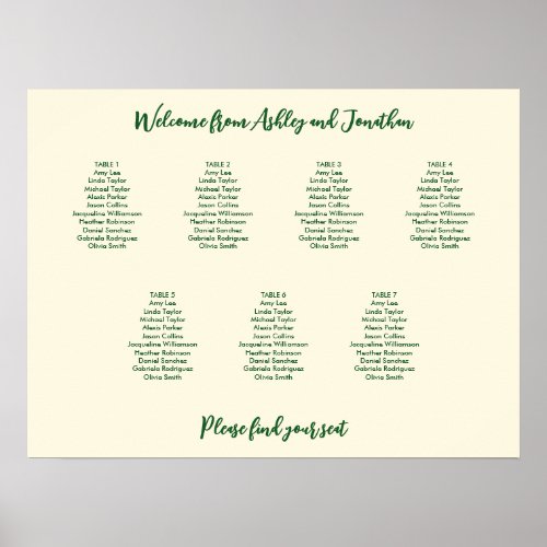 Simple 7 Table Ivory Cream Green Seating Chart