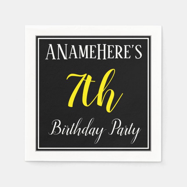 Simple, 7th Birthday Party w/ Custom Name Napkins (Front)