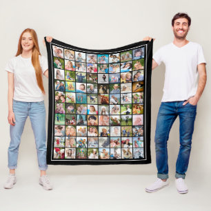 Simple 80 Photo Collage Template Your Color Fleece Blanket