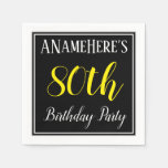 [ Thumbnail: Simple, 80th Birthday Party W/ Custom Name Paper Napkin ]