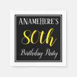 [ Thumbnail: Simple, 80th Birthday Party W/ Custom Name Napkins ]