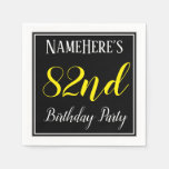 [ Thumbnail: Simple, 82nd Birthday Party W/ Custom Name Paper Napkin ]