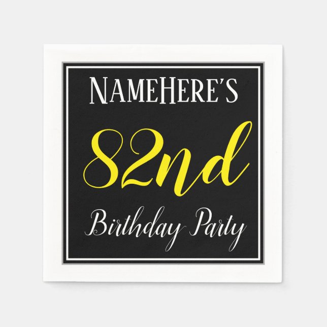 Simple, 82nd Birthday Party w/ Custom Name Paper Napkins (Front)