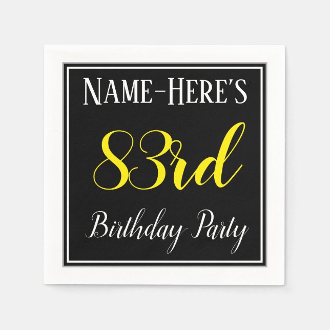 Simple, 83rd Birthday Party w/ Custom Name Paper Napkins (Front)