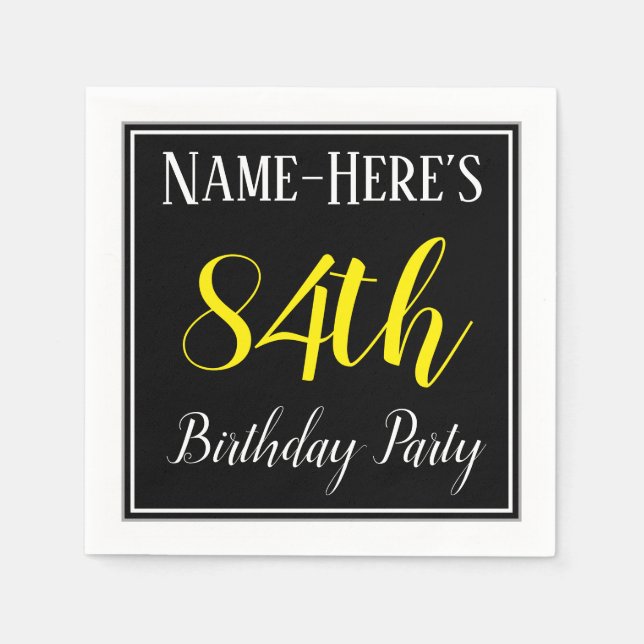 Simple, 84th Birthday Party w/ Custom Name Paper Napkins (Front)