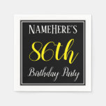 [ Thumbnail: Simple, 86th Birthday Party W/ Custom Name Napkins ]
