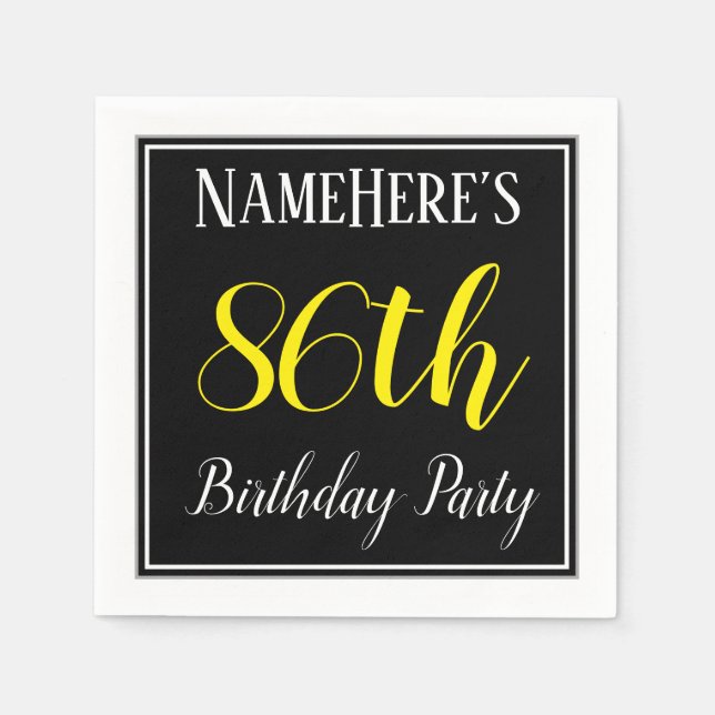 Simple, 86th Birthday Party w/ Custom Name Napkins (Front)