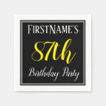 [ Thumbnail: Simple, 87th Birthday Party W/ Custom Name Paper Napkin ]
