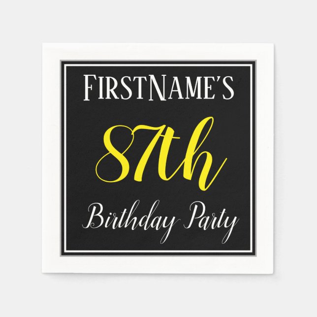 Simple, 87th Birthday Party w/ Custom Name Paper Napkins (Front)