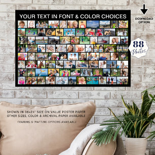 Simple 88 Photo Collage Custom Color Poster