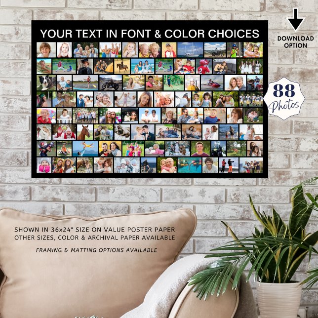 Simple 88 Photo Collage Custom Color Poster (Creator Uploaded)