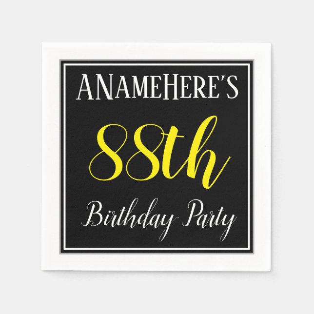 Simple, 88th Birthday Party w/ Custom Name Paper Napkins (Front)
