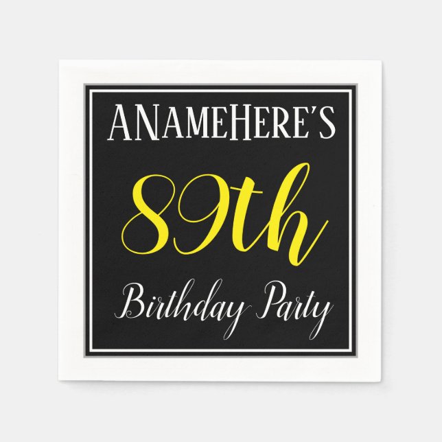 Simple, 89th Birthday Party w/ Custom Name Paper Napkins (Front)
