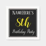 [ Thumbnail: Simple, 8th Birthday Party W/ Custom Name Napkins ]