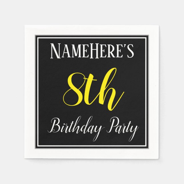 Simple, 8th Birthday Party w/ Custom Name Napkins (Front)