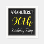 [ Thumbnail: Simple, 90th Birthday Party W/ Custom Name Napkins ]