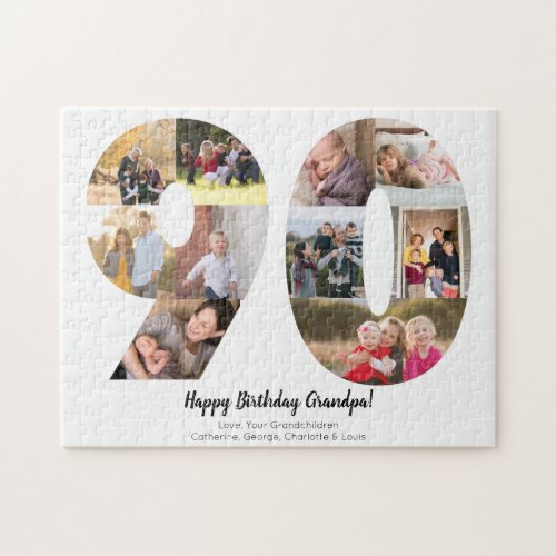 Personalized 90th Birthday Photo Collage Jigsaw Puzzle