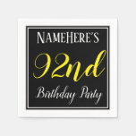 [ Thumbnail: Simple, 92nd Birthday Party W/ Custom Name Napkins ]