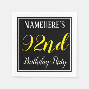 Simple, 92nd Birthday Party w/ Custom Name Paper Napkins