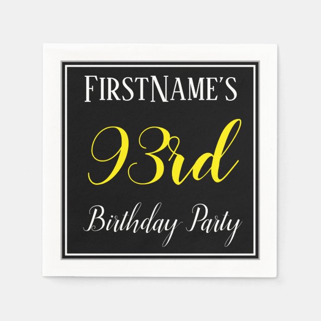 Simple, 93rd Birthday Party w/ Custom Name Napkins (Front)