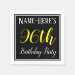 [ Thumbnail: Simple, 96th Birthday Party W/ Custom Name Napkins ]