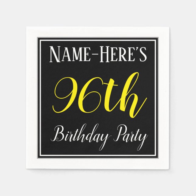 Simple, 96th Birthday Party w/ Custom Name Napkins (Front)