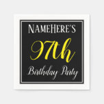 [ Thumbnail: Simple, 97th Birthday Party W/ Custom Name Paper Napkin ]