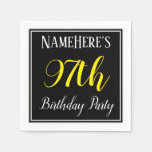 [ Thumbnail: Simple, 97th Birthday Party W/ Custom Name Napkins ]