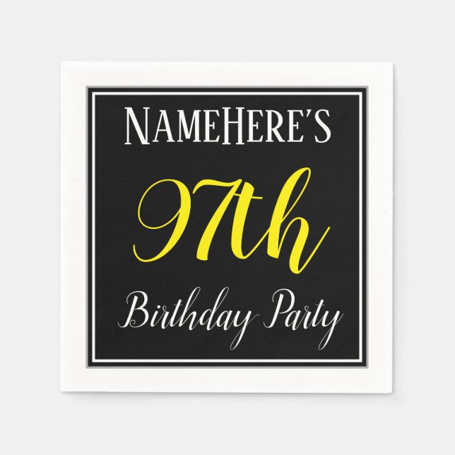 Simple, 97th Birthday Party w/ Custom Name Paper Napkins (Front)