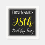 [ Thumbnail: Simple, 98th Birthday Party W/ Custom Name Paper Napkin ]
