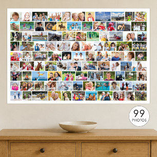 Simple 99 Photo Collage Custom Color Poster