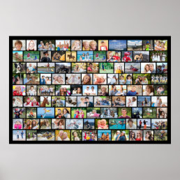 Simple 99 Photo Collage Custom Color Poster