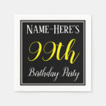 [ Thumbnail: Simple, 99th Birthday Party W/ Custom Name Napkins ]