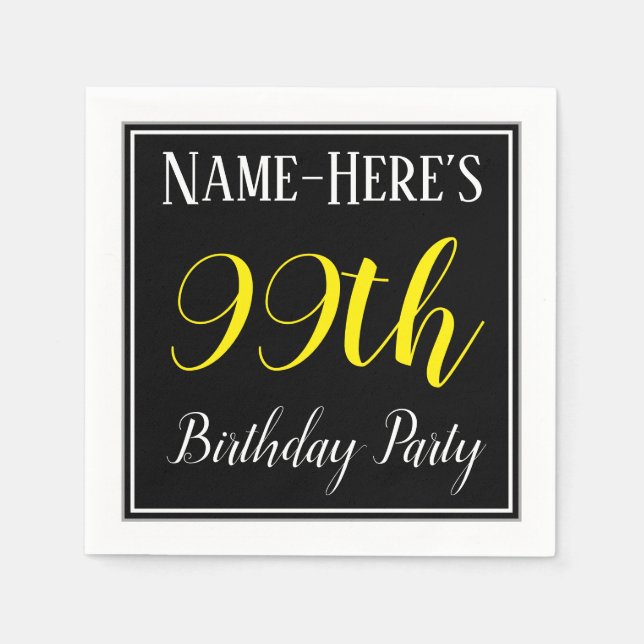 Simple, 99th Birthday Party w/ Custom Name Napkins (Front)