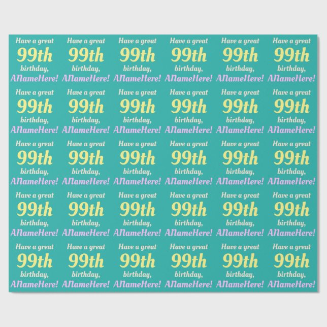 Simple 99th Birthday Wrapping Paper (Flat)