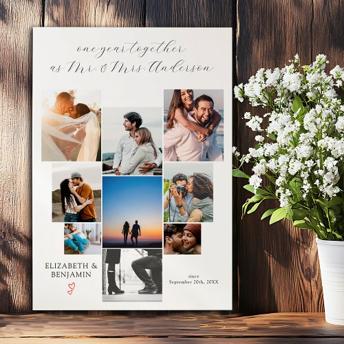 Simple 9 Photo Collage 1st Wedding Anniversary