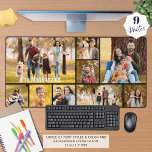 Simple 9 Photo Collage Custom Color Personalized Desk Mat<br><div class="desc">Create your own custom color photo desk mat utilizing this easy-to-upload photo collage template featuring 9 pictures of various shapes and sizes and personalized with a name, monogram or text in your choice of font styles and color. You can delete the sample text to leave blank and choose your own...</div>