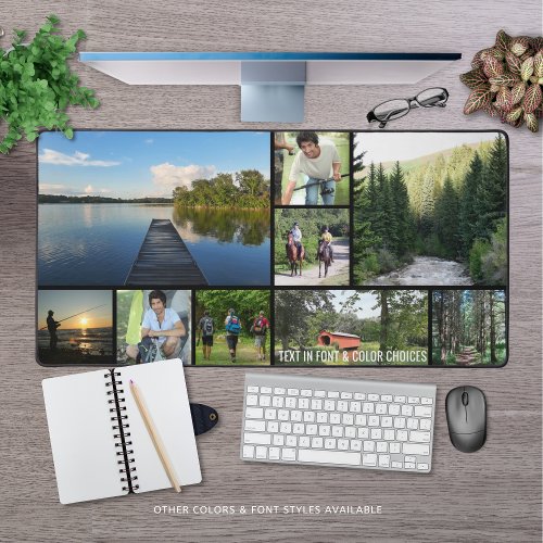 Simple 9 Photo Collage Personalized Desk Mat