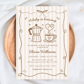 Simple A Baby Is Brewing Coffee Baby Shower Invitation