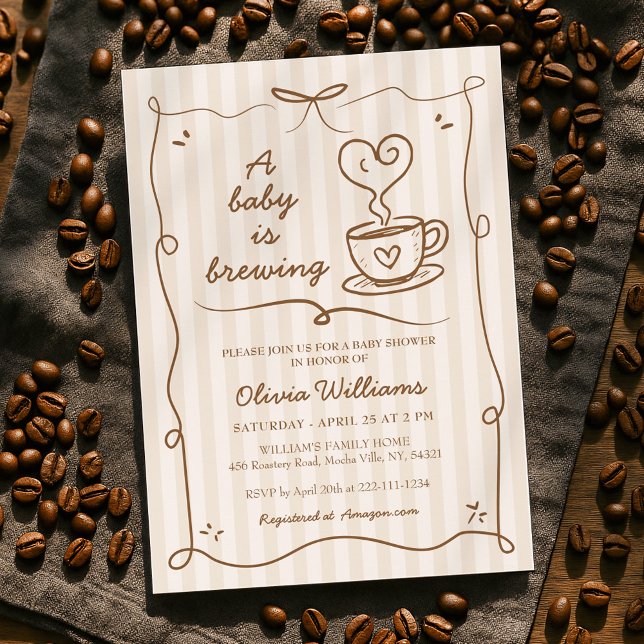 Simple A Baby Is Brewing Coffee Baby Shower Invitation (Creator Uploaded)